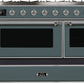 ILVE Majestic II 48" Dual Fuel Natural Gas Range in Blue Grey with Chrome Trim, UM12FDNS3BGC