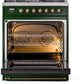 ILVE Nostalgie II 30" Dual Fuel Natural Gas Range in Emerald Green with Bronze Trim, UP30NMPEGB