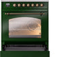 ILVE Nostalgie II 30" Dual Fuel Natural Gas Range in Emerald Green with Bronze Trim, UP30NMPEGB