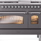 ILVE Nostalgie II 48" Dual Fuel Propane Gas Range in Matte Graphite with Chrome Trim, UP48FNMPMGCLP