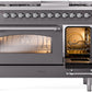ILVE Nostalgie II 48" Dual Fuel Propane Gas Range in Matte Graphite with Chrome Trim, UP48FNMPMGCLP