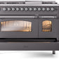 ILVE Nostalgie II 48" Dual Fuel Propane Gas Range in Matte Graphite with Chrome Trim, UP48FNMPMGCLP