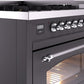 ILVE Nostalgie II 48" Dual Fuel Propane Gas Range in Matte Graphite with Chrome Trim, UP48FNMPMGCLP
