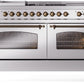 ILVE Nostalgie II 60" Dual Fuel Propane Gas Range in Stainless Steel with Bronze Trim, UP60FSNMPSSBLP