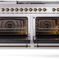 ILVE Nostalgie II 60" Dual Fuel Propane Gas Range in Stainless Steel with Bronze Trim, UP60FSNMPSSBLP