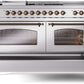 ILVE Nostalgie II 60" Dual Fuel Propane Gas Range in Stainless Steel with Bronze Trim, UP60FSNMPSSBLP