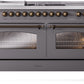 ILVE Nostalgie II 60" Dual Fuel Propane Gas Range in Matte Graphite with Bronze Trim, UP60FSNMPMGBLP