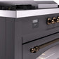 ILVE Nostalgie II 60" Dual Fuel Propane Gas Range in Matte Graphite with Bronze Trim, UP60FSNMPMGBLP