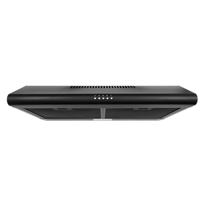 Cosmo Delta 30" Ducted Under Cabinet Range Hood, Button Controls, Reusable Filters, LED Lights in Matte Black, COS-5MU30-BK