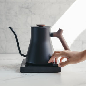 Fellow Stagg EKG Pro Electric Kettle in Matte Black with Walnut Accents