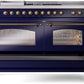 ILVE Nostalgie II 60" Dual Fuel Propane Gas Range in Blue with Bronze Trim, UP60FSNMPMBBLP