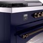 ILVE Nostalgie II 60" Dual Fuel Propane Gas Range in Blue with Bronze Trim, UP60FSNMPMBBLP