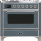ILVE Majestic II 36" Dual Fuel Propane Gas Range in Blue Grey with Chrome Trim, UM09FDNS3BGCLP