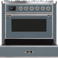 ILVE Majestic II 36" Dual Fuel Propane Gas Range in Blue Grey with Chrome Trim, UM09FDNS3BGCLP