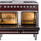 ILVE Nostalgie II 40" Dual Fuel Natural Gas Range in Burgundy with Chrome Trim, UPD40FNMPBUC