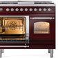 ILVE Nostalgie II 40" Dual Fuel Natural Gas Range in Burgundy with Chrome Trim, UPD40FNMPBUC