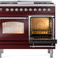 ILVE Nostalgie II 40" Dual Fuel Natural Gas Range in Burgundy with Chrome Trim, UPD40FNMPBUC