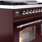 ILVE Nostalgie II 40" Dual Fuel Natural Gas Range in Burgundy with Chrome Trim, UPD40FNMPBUC