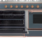 ILVE Majestic II 60" Dual Fuel Natural Gas Range in Blue Grey with Copper Trim, UM15FDNS3BGP