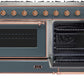 ILVE Majestic II 60" Dual Fuel Natural Gas Range in Blue Grey with Copper Trim, UM15FDNS3BGP