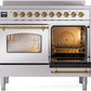 ILVE Nostalgie II 40" Induction Range with Element Stove and Electric Oven in Stainless Steel with Brass Trim, UPDI406NMPSSG