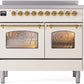ILVE Nostalgie II 40" Induction Range with Element Stove and Electric Oven in Antique White with Brass Trim, UPDI406NMPAWG