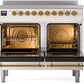 ILVE Nostalgie II 40" Induction Range with Element Stove and Electric Oven in Antique White with Brass Trim, UPDI406NMPAWG
