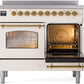 ILVE Nostalgie II 40" Induction Range with Element Stove and Electric Oven in Antique White with Brass Trim, UPDI406NMPAWG