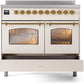 ILVE Nostalgie II 40" Induction Range with Element Stove and Electric Oven in Antique White with Brass Trim, UPDI406NMPAWG