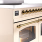 ILVE Nostalgie II 40" Induction Range with Element Stove and Electric Oven in Antique White with Brass Trim, UPDI406NMPAWG