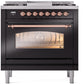 ILVE Nostalgie II 36" Dual Fuel Natural Gas Range in Glossy Black with Copper Trim, UP36FNMPBKP