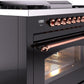 ILVE Nostalgie II 36" Dual Fuel Natural Gas Range in Glossy Black with Copper Trim, UP36FNMPBKP