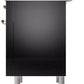 ILVE Nostalgie II 36" Dual Fuel Natural Gas Range in Glossy Black with Copper Trim, UP36FNMPBKP