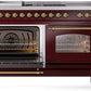 ILVE Nostalgie II 60" Dual Fuel Propane Gas Range in Burgundy with Brass Trim, UP60FSNMPBUGLP