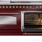 ILVE Nostalgie II 60" Dual Fuel Propane Gas Range in Burgundy with Brass Trim, UP60FSNMPBUGLP