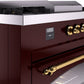 ILVE Nostalgie II 60" Dual Fuel Propane Gas Range in Burgundy with Brass Trim, UP60FSNMPBUGLP