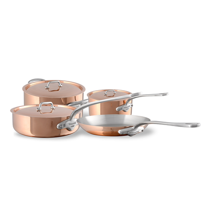 Mauviel 1830 M'3 S Copper 7-Piece Cookware Set With Cast Stainless Steel Handle