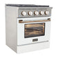 Kucht 30" Pro-Style Natural Gas Dual Fuel Range in White with Gold Accents, KDF302-W-GOLD
