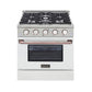 Kucht 30" Pro-Style Natural Gas Dual Fuel Range in White with Rose Gold Accents, KDF302-W-ROSE