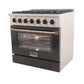 Kucht Signature 36 In. 5.2 cu ft. Propane Gas Range with Black Door and Rose Gold Accents, KNG361/LP-K-ROSE