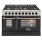 Kucht 48" Pro-Style Propane Gas Dual Fuel Range in Black with Gold Accents, KDF482/LP-K-GOLD