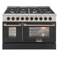 Kucht 48" Pro-Style Natural Gas Dual Fuel Range in Black with Rose Gold Accents, KDF482-K-ROSE