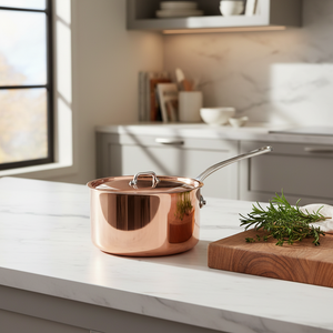 Mauviel 1830 M'3 S Copper Sauce Pan With Lid, Cast Stainless Steel Handle
