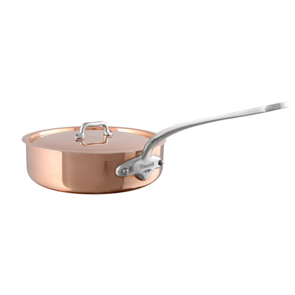 Mauviel 1830 M'3 S Copper Saute Pan With Lid, Cast Stainless Steel Handle, 3.2-Qt