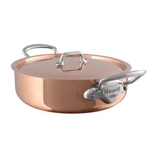Mauviel 1830 M'3 S Copper Rondeau With Lid, Cast Stainless Steel Handle, 3.2-Qt