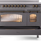 ILVE Nostalgie II 48" Induction Range with Element Stove and Electric Oven in Matte Graphite with Bronze Trim, UPI486NMPMGB