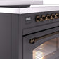 ILVE Nostalgie II 48" Induction Range with Element Stove and Electric Oven in Matte Graphite with Bronze Trim, UPI486NMPMGB