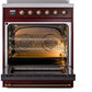 ILVE Nostalgie II 30" Induction Range with Element Stove and Electric Oven in Burgundy with Bronze Trim, UPI304NMPBUB
