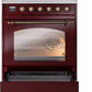 ILVE Nostalgie II 30" Induction Range with Element Stove and Electric Oven in Burgundy with Bronze Trim, UPI304NMPBUB