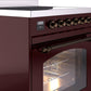 ILVE Nostalgie II 30" Induction Range with Element Stove and Electric Oven in Burgundy with Bronze Trim, UPI304NMPBUB